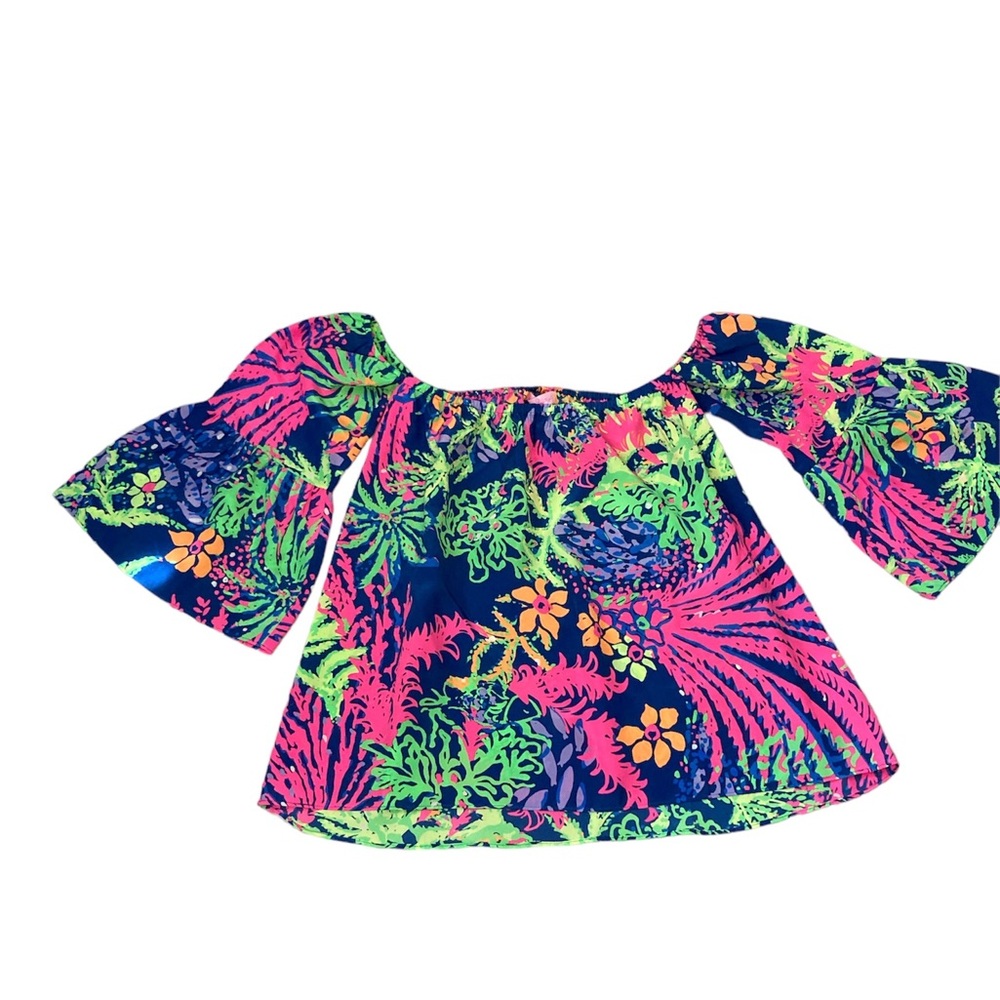 Lilly Pulitzer Sanilla 100% Silk Blouse Beach Coastal Resortwear Floral XS NWT